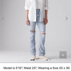 Levi's Light Blue Ripped Straight Leg Jeans